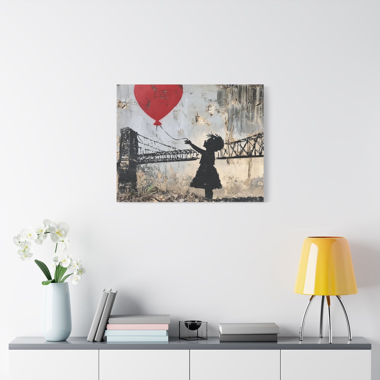 Balloon girl on bridge